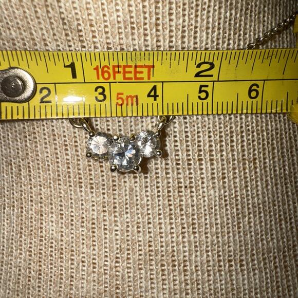 -NECKLACE WOMEN Trinity Necklace Silver With 3 Sparkling CZs 16” Length - Picture 5 of 12